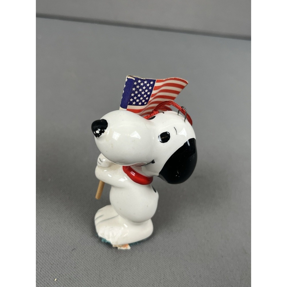 Vintage Peanuts Snoopy USA‎ Flag Ceramic Ornament Patriotic Syndicate Christmas - Picture 7 of 12